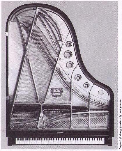 grand piano top view strings